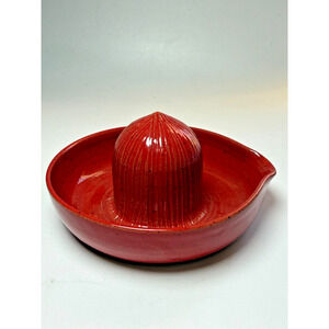 Rachael Pots Handmade Pottery NYC Red Speckled Citrus Juicer Signed Culinary
